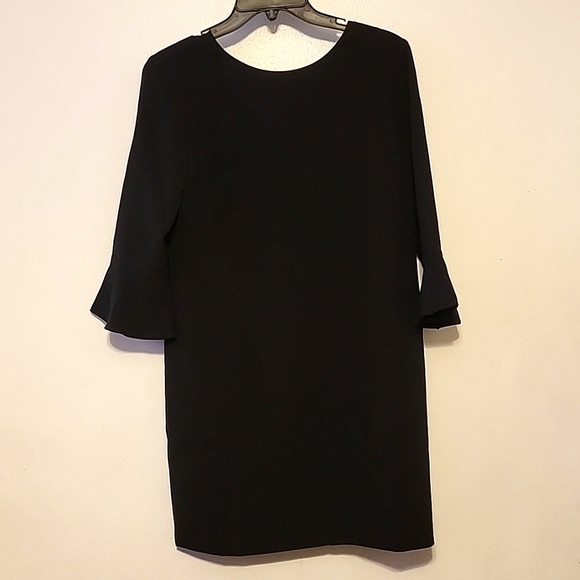 Nwt Cooper & Ella Matilda Black Dress Ruffled Hem Sleeves Gold Zip Back LBD Mini - Picture 2 of 5